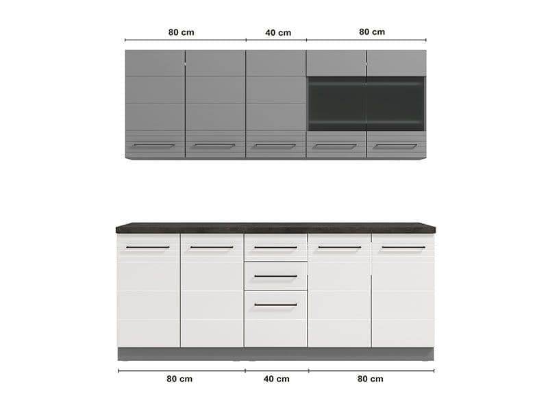 Pedro White Gloss and Grey Kitchen Units - Modern Integrated Culinary Storage Solution - UK Luxury Furniture