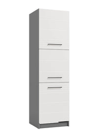 Pedro White High Gloss and Grey Tall Kitchen Larder Unit Pantry Cupboard Storage Solution - UK Luxury Furniture