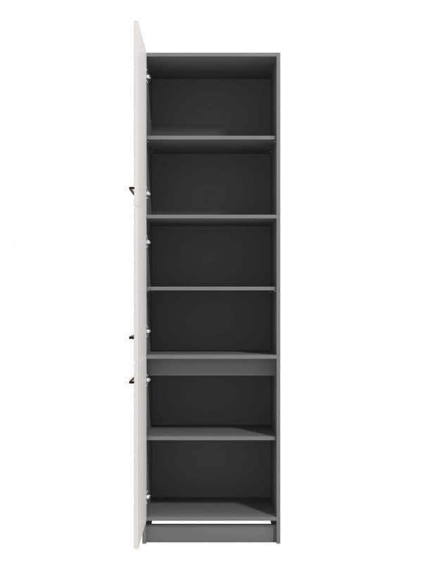 Pedro White High Gloss and Grey Tall Kitchen Larder Unit Pantry Cupboard Storage Solution - UK Luxury Furniture