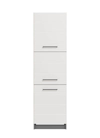 Pedro White High Gloss and Grey Tall Kitchen Larder Unit Pantry Cupboard Storage Solution - UK Luxury Furniture