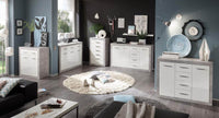 Pietra Large Sideboard: Elegant Grey and White Gloss, 2 Doors, 3 Drawers Storage - UK Luxury Furniture