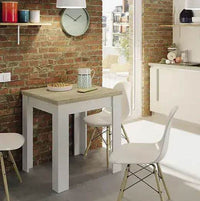 Riccardo White and Light Oak Effect Small Extending Dining Table for Compact Spaces - UK Luxury Furniture