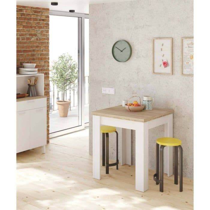 Riccardo White and Light Oak Effect Small Extending Dining Table for Compact Spaces - UK Luxury Furniture