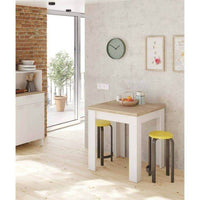 Riccardo White and Light Oak Effect Small Extending Dining Table for Compact Spaces - UK Luxury Furniture