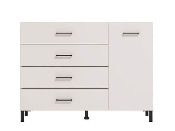 Romero White Elegant Sideboard: 1 Door, 4 Drawers, Modern Storage Unit - UK Luxury Furniture