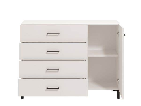 Romero White Elegant Sideboard: 1 Door, 4 Drawers, Modern Storage Unit - UK Luxury Furniture