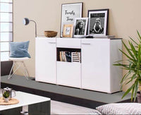 Elegant Royce White Sideboard with Three Doors and Generous Storage - UK Luxury Furniture