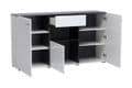 Elegant Royce White Three-Door Sideboard with Black Top and Ample Storage - UK Luxury Furniture