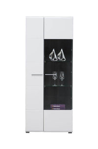 Elegant Royce White Tall Display Cabinet - Modern Showcase for Collectibles and Decor - UK Luxury Furniture