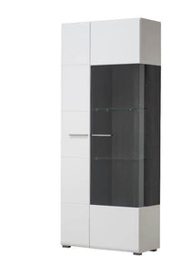 Elegant Royce White Tall Display Cabinet - Modern Showcase for Collectibles and Decor - UK Luxury Furniture
