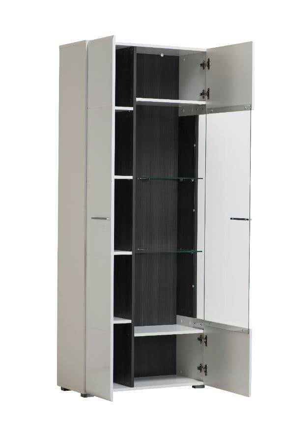 Elegant Royce White Tall Display Cabinet - Modern Showcase for Collectibles and Decor - UK Luxury Furniture