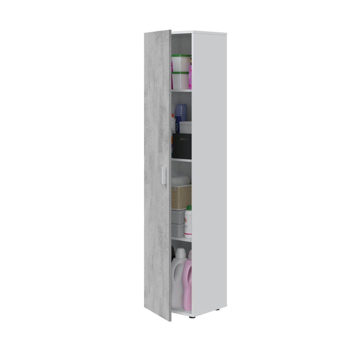 Ruben Narrow Grey & White 1 Door Universal Utility Storage Cupboard - 3245 - UK Luxury Furniture
