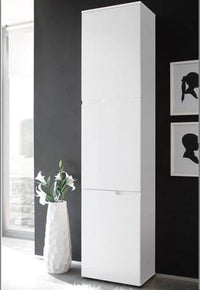 Santino Tall Narrow Bookcase with White Gloss Doors S13 - Modern Storage Solution - UK Luxury Furniture