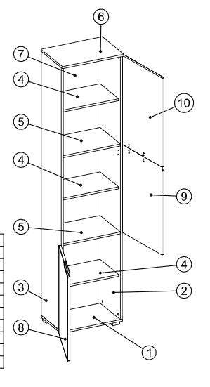 Santino Tall Narrow Bookcase with White Gloss Doors S13 - Modern Storage Solution - UK Luxury Furniture