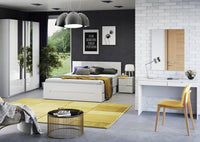 Santino White High Gloss 2-Drawer Dressing Table & Desk with Cable Management - UK Luxury Furniture