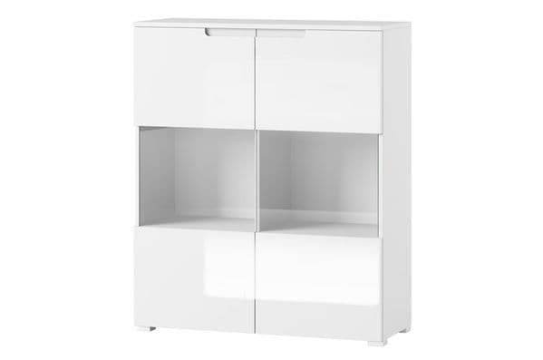 Elegant Santino White Gloss Display Cabinet with Glass Doors and Internal Shelves - UK Luxury Furniture