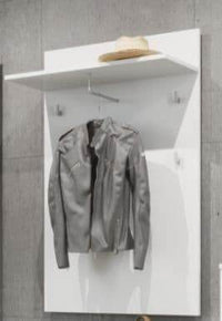 Santino White Gloss Hallway Coat Rack: Modern Entryway Storage with Hooks and Shelf - UK Luxury Furniture