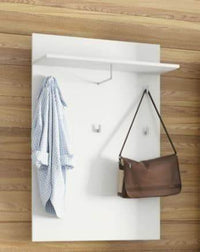 Santino White Gloss Hallway Coat Rack: Modern Entryway Storage with Hooks and Shelf - UK Luxury Furniture