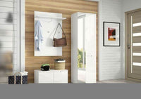 Santino White Gloss Hallway Coat Rack: Modern Entryway Storage with Hooks and Shelf - UK Luxury Furniture