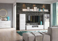Santino White Gloss Short Narrow Bookcase S10 - Elegant Storage Solution - UK Luxury Furniture