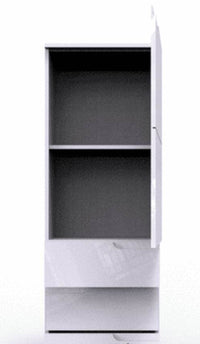 Santino White Gloss Slim Tallboy Storage Unit with Cupboard and Drawers S11 - UK Luxury Furniture