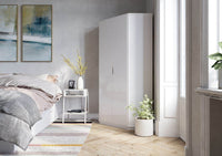 Santino White High Gloss Corner Wardrobe: Modern Space-Saving Storage Solution for Bedrooms - UK Luxury Furniture