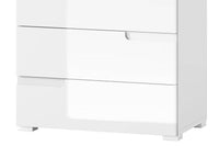 Santino White High Gloss 4-Drawer Narrow Chest: Modern Storage Solution for Bedrooms - UK Luxury Furniture