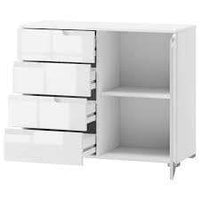 Santino Modern White High Gloss Narrow Sideboard with 4 Drawers & 1 Door - UK Luxury Furniture