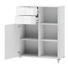 Santino White High Gloss Tall Sideboard: Modern 2-Door, 2-Drawer Storage Cabinet - UK Luxury Furniture
