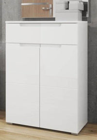 Santino White High Gloss Tall Sideboard: Modern Handleless Storage Cabinet for Living Spaces - UK Luxury Furniture