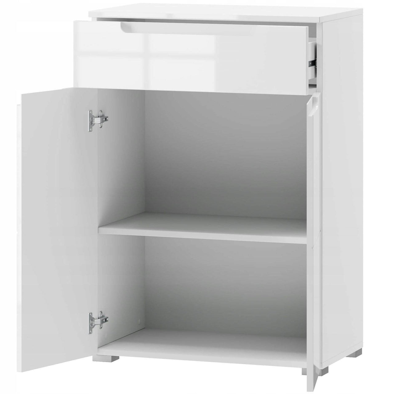 Santino White High Gloss Tall Sideboard: Modern Handleless Storage Cabinet for Living Spaces - UK Luxury Furniture