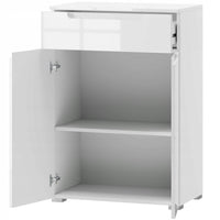 Santino White High Gloss Tall Sideboard: Modern Handleless Storage Cabinet for Living Spaces - UK Luxury Furniture