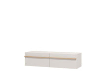 Seura Cashmere and Oak Effect Wall-Mounted Floating Wide Large TV Unit - UK Luxury Furniture