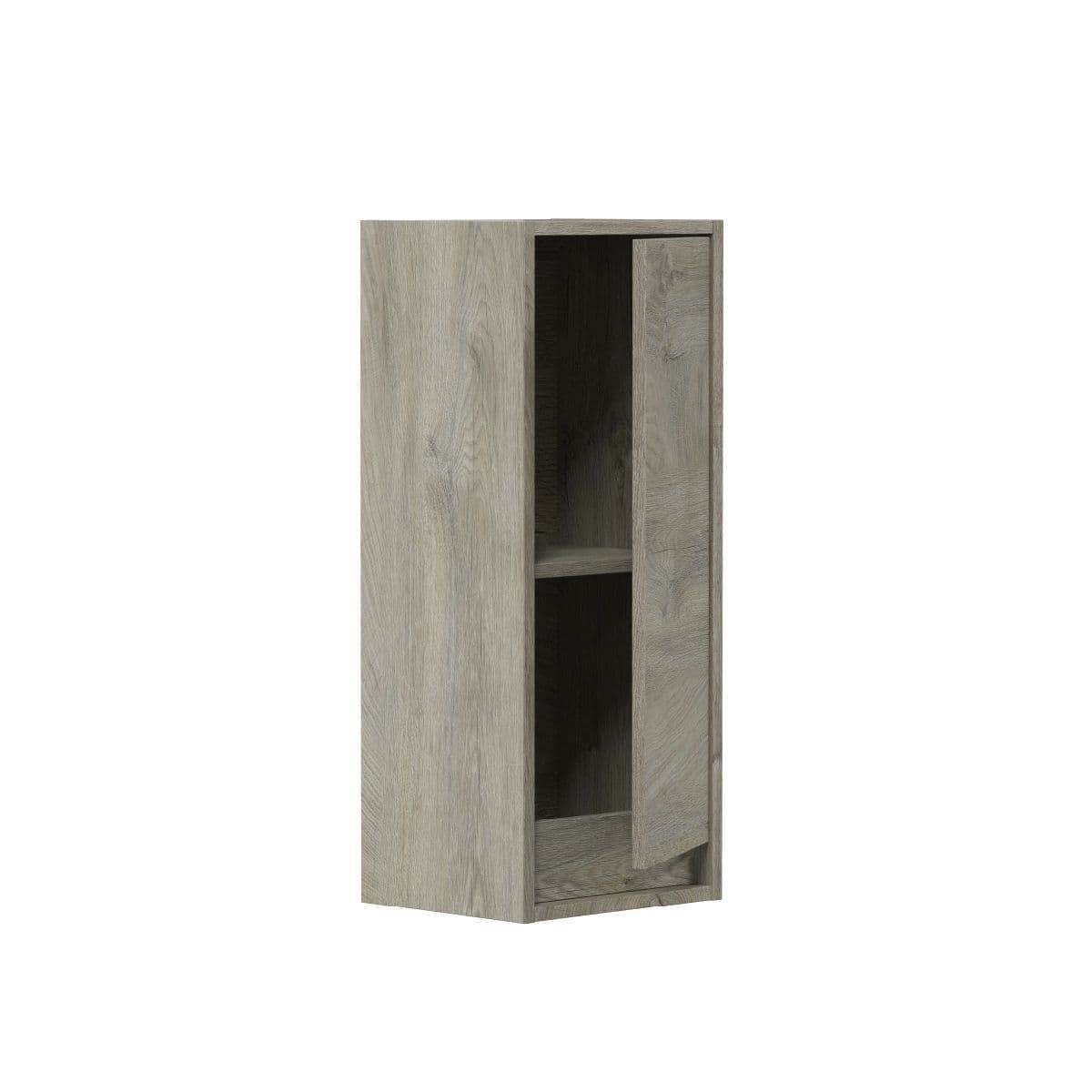 Shaarawy Grey Oak Effect Wall Mounted Floating Bathroom Cupboard with Single Door - UK Luxury Furniture