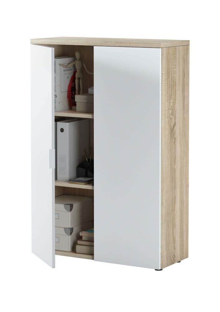 Siena Oak and White Storage Cupboard: Elegant, Functional, Versatile Home Office Organiser - UK Luxury Furniture