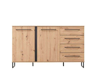 Sorrento Oak Effect 2 Door 4 Drawer Sideboard - Luxurious Oak Finish Furniture for Dining Rooms and Living Spaces - UK Luxury Furniture