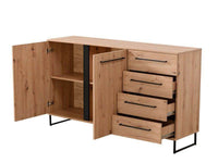Sorrento Oak Effect 2 Door 4 Drawer Sideboard - Luxurious Oak Finish Furniture for Dining Rooms and Living Spaces - UK Luxury Furniture