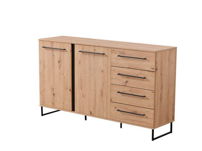 Sorrento Oak Effect 2 Door 4 Drawer Sideboard - Luxurious Oak Finish Furniture for Dining Rooms and Living Spaces - UK Luxury Furniture