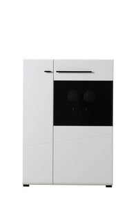 Terrento White High Gloss Display Cabinet: Modern Storage with Six Shelves and Two Doors - UK Luxury Furniture