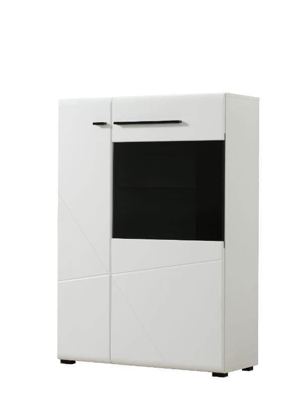 Terrento White High Gloss Display Cabinet: Modern Storage with Six Shelves and Two Doors - UK Luxury Furniture