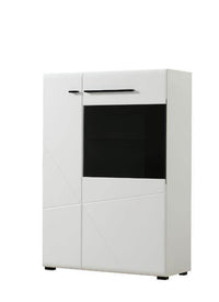 Terrento White High Gloss Display Cabinet: Modern Storage with Six Shelves and Two Doors - UK Luxury Furniture