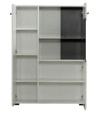 Terrento White High Gloss Display Cabinet: Modern Storage with Six Shelves and Two Doors - UK Luxury Furniture