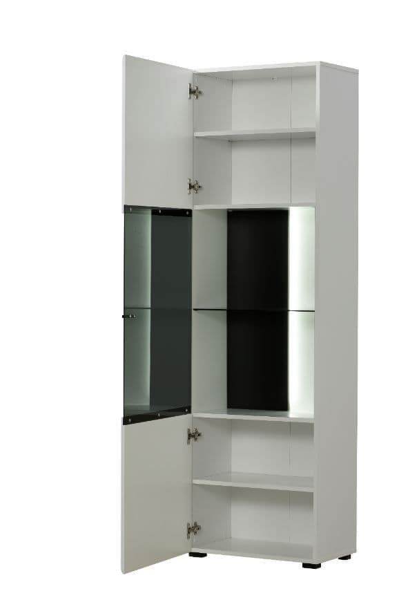 Terrento White Tall Display Cabinet: Modern Storage Solution with Gloss Front - UK Luxury Furniture