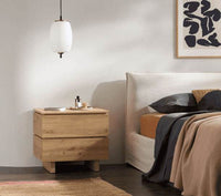 Texas Artisan Oak Effect 2 Drawer Bedside Cabinet with Oak Finish and Modern Design - UK Luxury Furniture
