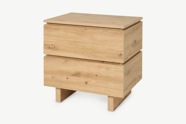 Texas Artisan Oak Effect 2 Drawer Bedside Cabinet with Oak Finish and Modern Design - UK Luxury Furniture