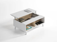 Elegant Toris Oak and White Lift-Top Coffee Table for Modern Living Spaces - UK Luxury Furniture
