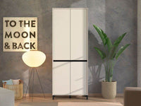Toshiro Cashmere Taupe Tall Shoe Cabinet: Elegant 40-Pair Storage with 8 Shelves - UK Luxury Furniture
