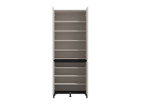 Toshiro Cashmere Taupe Half-Mirrored Tall Shoe Cabinet: Elegant 40-Pair Storage Solution - UK Luxury Furniture