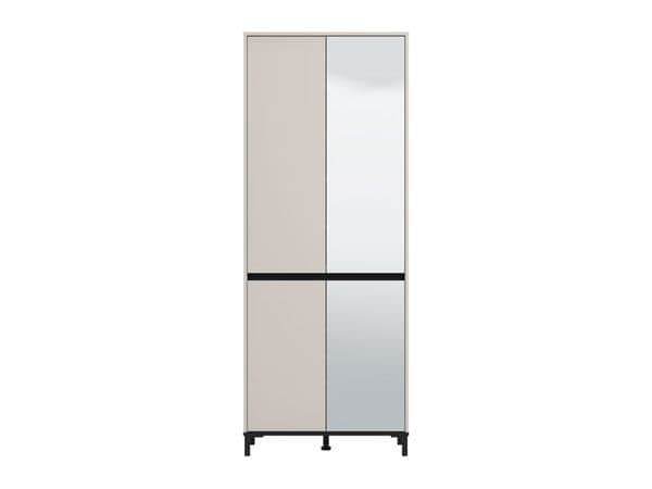 Toshiro Cashmere Taupe Half-Mirrored Tall Shoe Cabinet: Elegant 40-Pair Storage Solution - UK Luxury Furniture
