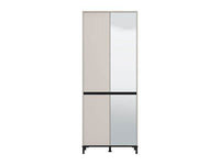 Toshiro Cashmere Taupe Half-Mirrored Tall Shoe Cabinet: Elegant 40-Pair Storage Solution - UK Luxury Furniture